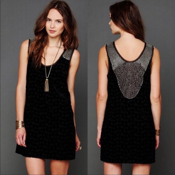 NWOT Free People Danced to Pieces Black Beaded Dress size 0 - Picture 2 of 5
